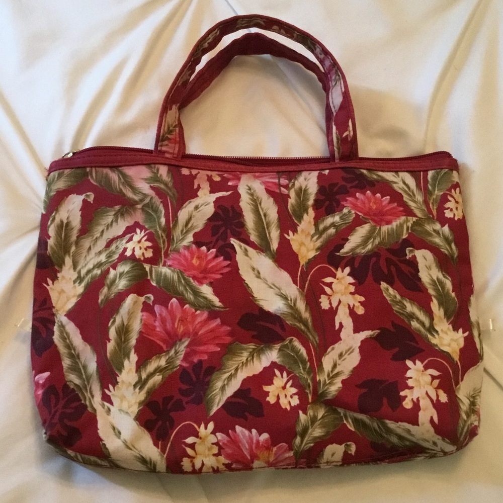 Floral Tote Bag in Burgundy - Picture 2 of 4